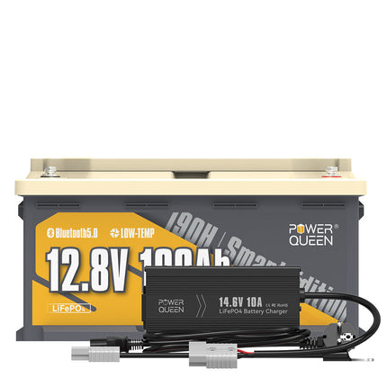 【TVA 0%】 Batterie de camping-car intelligent Power Queen LiFePO4 12V 100Ah 190H