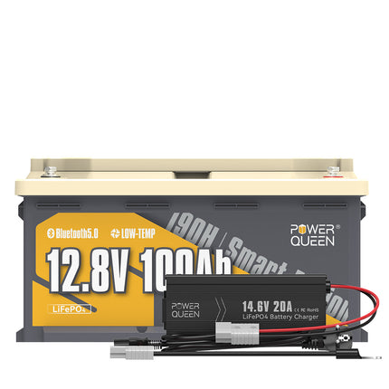 【0% IVA】Batteria per camper intelligente Power Queen LiFePO4 12V 100Ah 190H