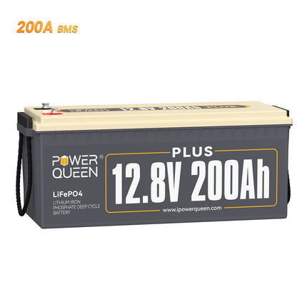 Power Queen 12V 200Ah Plus LiFePO4 Battery, Built-in 200A BMS