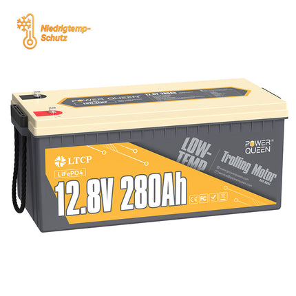 【0% VAT】Power Queen 12V 280Ah low temperature LiFePO4 battery with 200A BMS