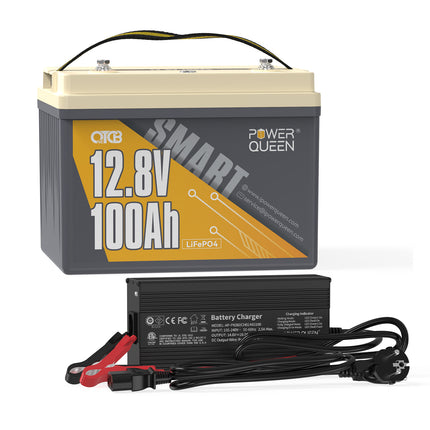 Power Queen 12V 100Ah OTCB LiFePO4-batterij voor lage temperaturen met 100A BMS