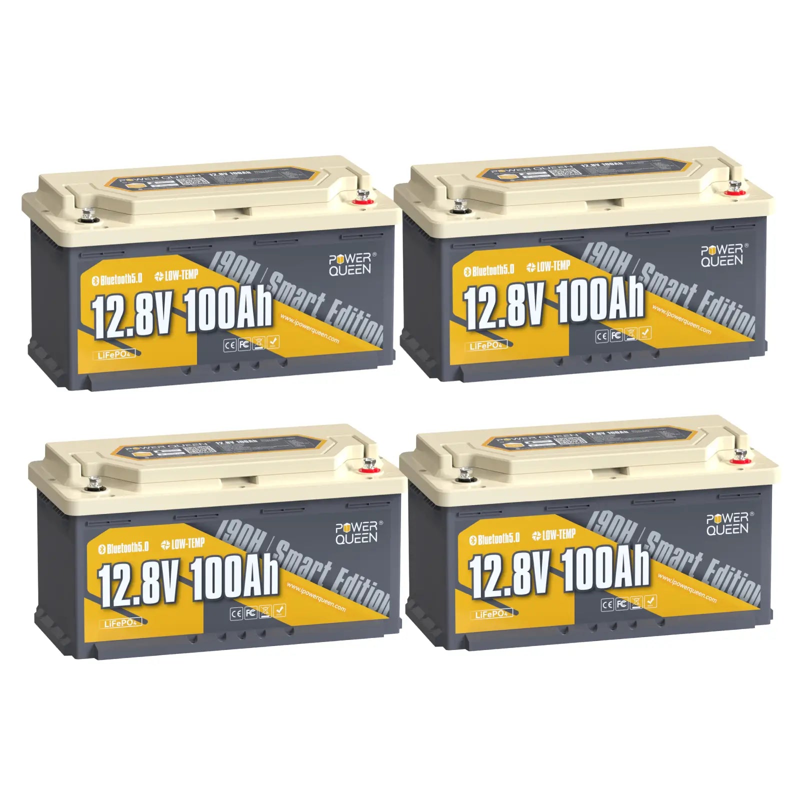 【0% MwSt.】Power Queen LiFePO4 12V 100Ah 190H Smart Wohnmobil Batterie