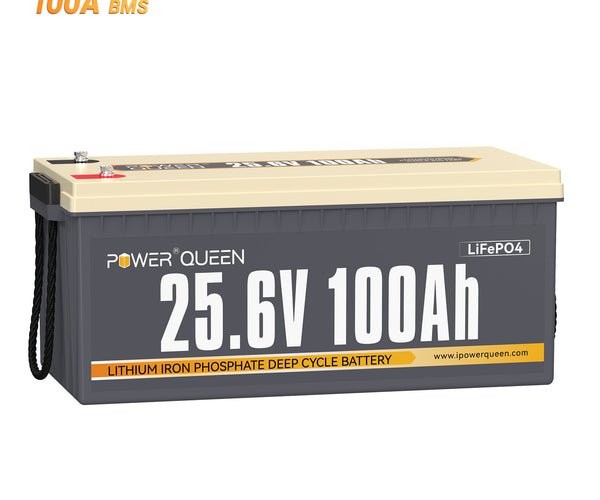 PowerQueen24V100AhLiFePO4Batterie,Eingebautes100ABMS