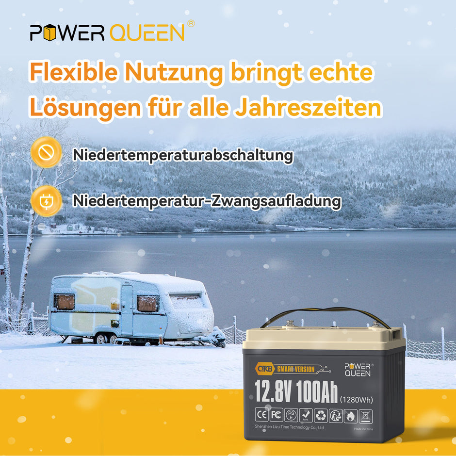 Power Queen OTCB Lithium-Eisenphosphat-Batterien mit Kälteschutz zur Vermeidung von Schäden