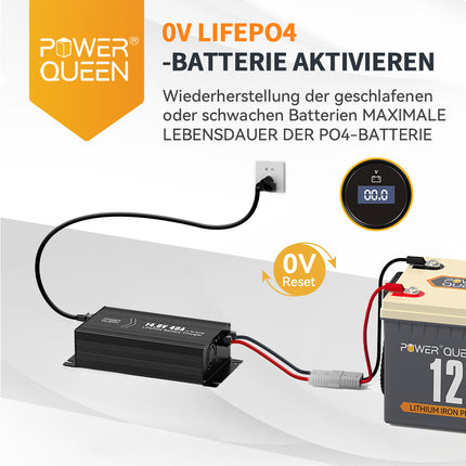 Caricabatterie Power Queen 14.6V 40A LiFePO4 senza impugnatura per batteria LiFePO4 12V