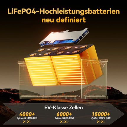 Power Queen LiFePO4 12V 100Ah 190H Smart Wohnmobil Batterie