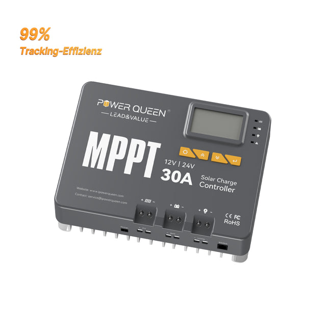 【0% IVA】Controlador de carga solar Power Queen MPPT 12/24V 30A con módulo Bluetooth